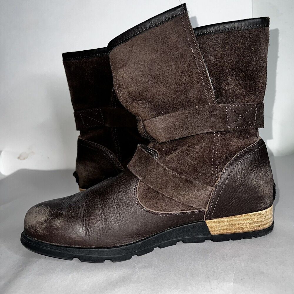 Sorel Brown Leather Lined Winter High Ankle Boots Womens Sz 9.5 Style Burnished - Picture 3 of 15